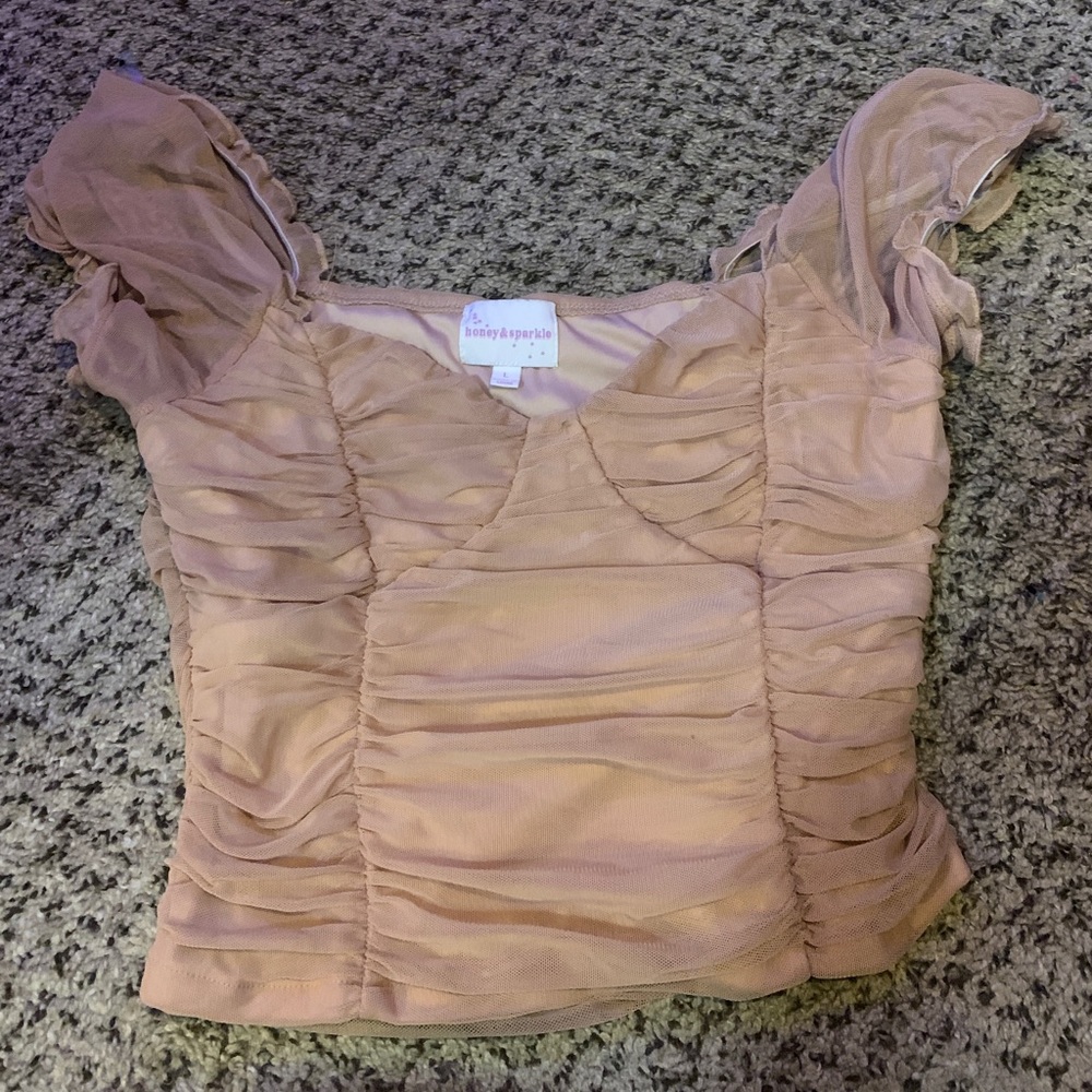 Blush ruched crop top
